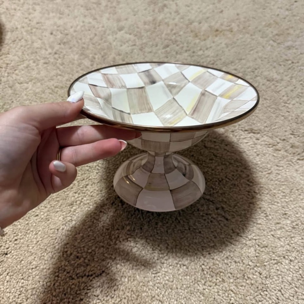 MacKenzie-Childs Mocha Check small compote